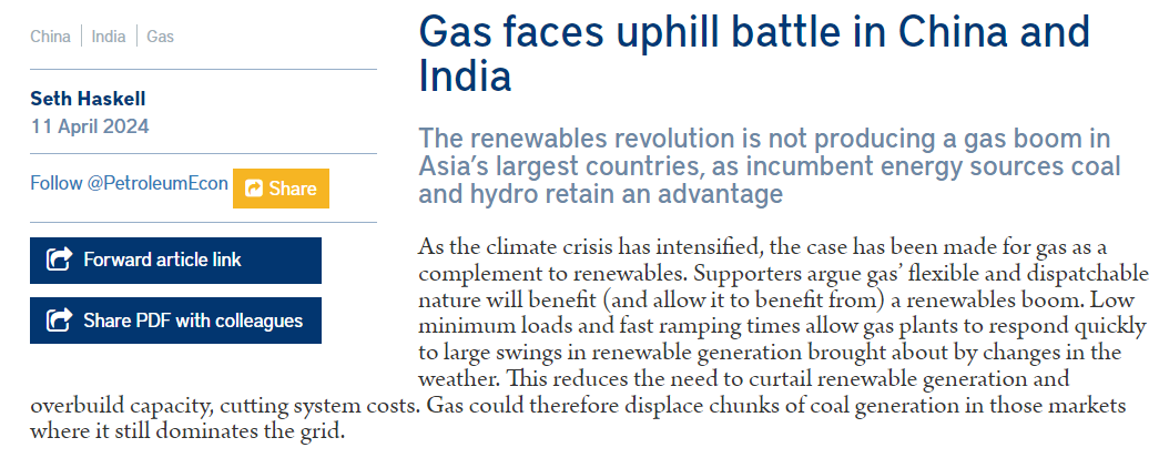 haskelltseth's tweet photo. Me in Petroleum Economist on gas and renewables in India and China https://t.co/hGEtaW0orw