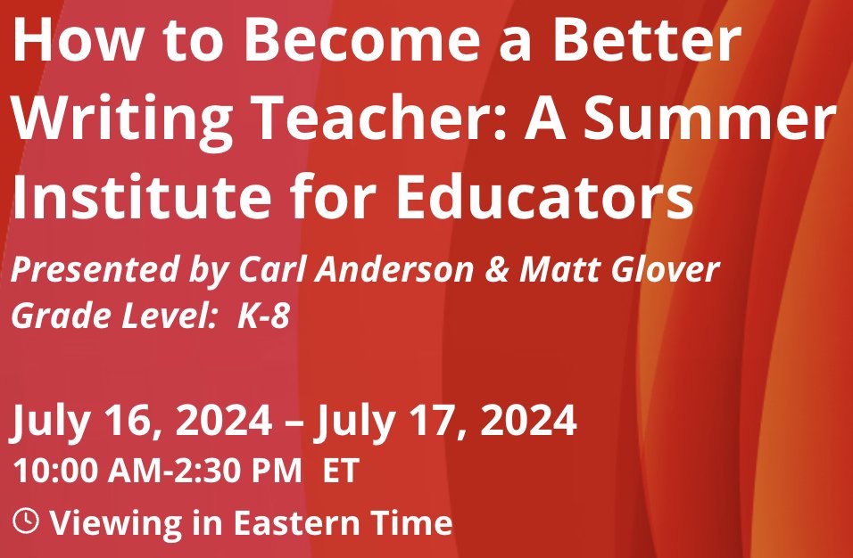 April, May, June, July . . . and then time for the Summer Writing Institute that @Mattglover123 and I are doing July 16 & 17! Join us to be part of an in-depth conversation about how to lift the level of your writing instruction. Details: web.cvent.com/event/13d89f2e… @HeinemannPD