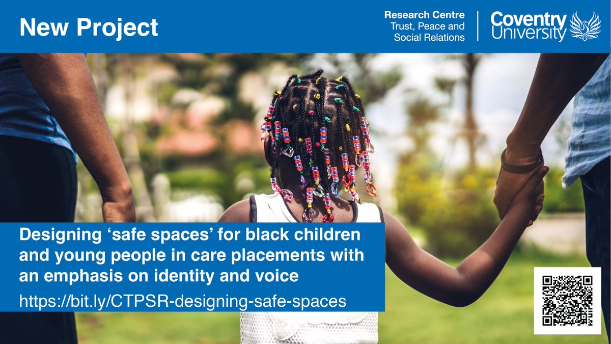 📢 New project! This #CTPSR @covcampus project led by Sariya Cheruvallil-Contractor looks at the experiences of Black children and young people in care placements to create ‘safe spaces’ and promote their voice and discussion of their identity and culture: coventry.ac.uk/research/resea…