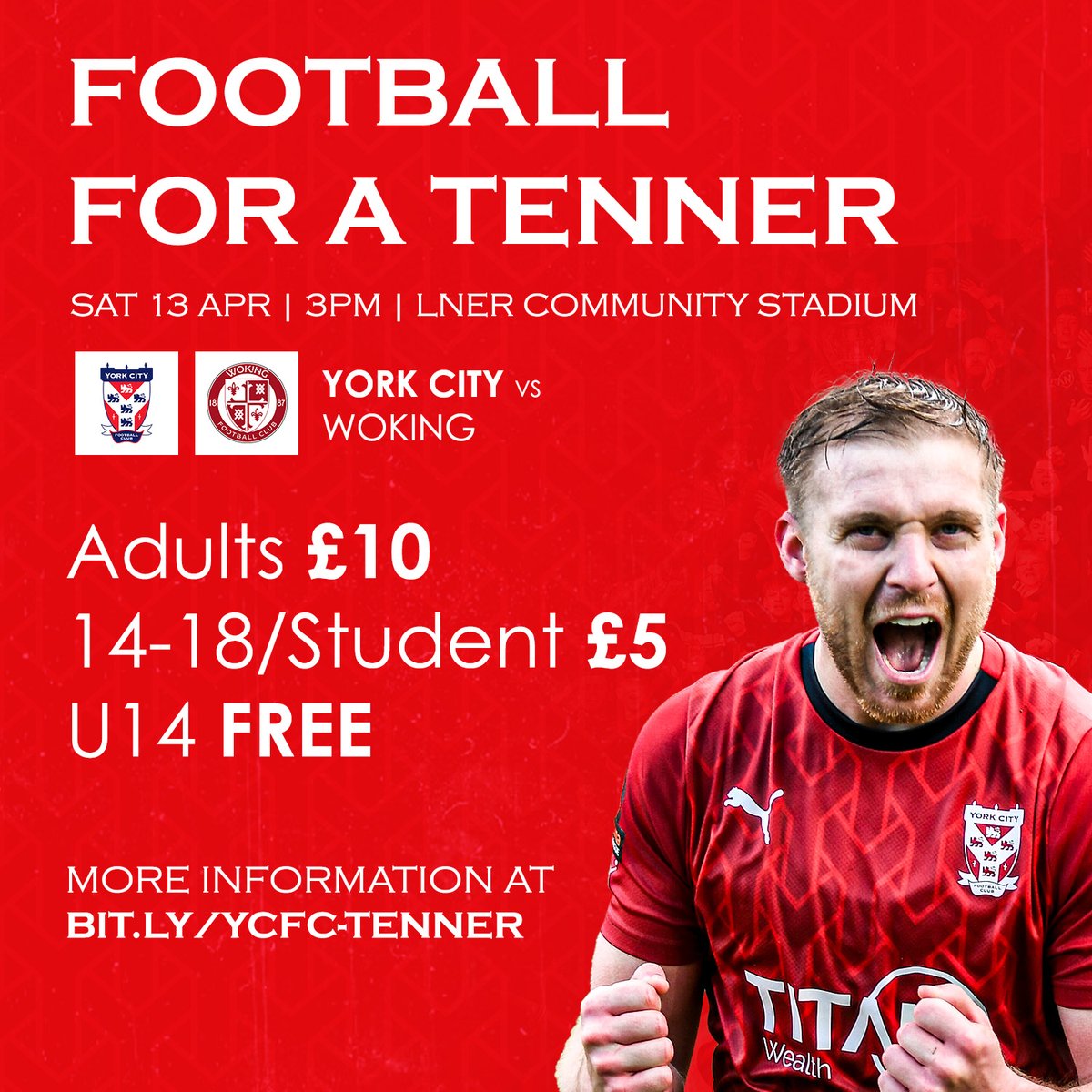 Big game this weekend at the LNER for the #Minstermen - 3pm kick off - last home game, massive result needed! @yorkcityfc #FootballForATenner bit.ly/YCFC-TENNER