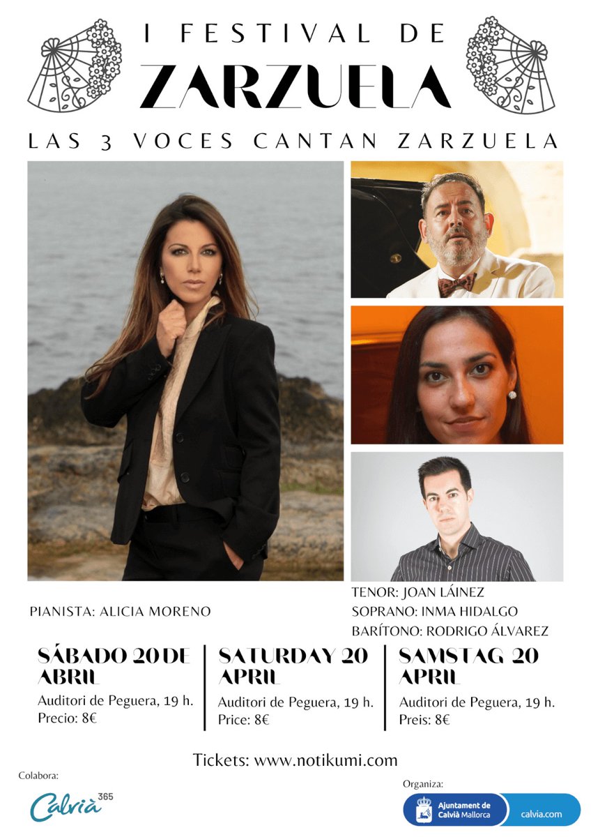 #Cultura🎶🎼  Las 3 voces cantan Zarzuela

El proper dissabte, 20 d'abril, torna la sarsuela al municipi amb <a href="/culturacalvia/">Cultura Calvià</a> i Las 3 voces cantan Zarzuela, el 2n concert del I Festival de Zarzuela de Calvià. Parlem amb <a href="/Joan_lz/">Joan Laínez</a> i Rodrigo Álvarez.

🎧👉shre.ink/CULT110424