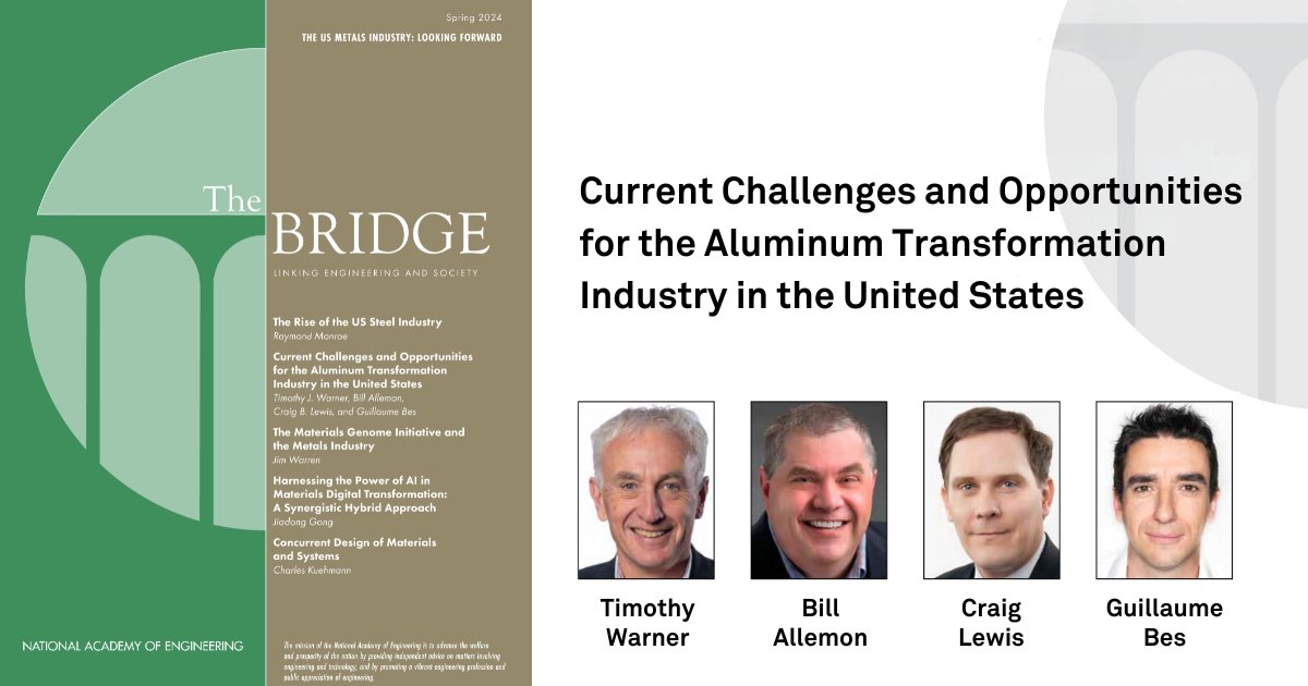 In the new edition of @theNAEng’s journal The Bridge, our R&D team discusses the pressing need to reduce GHG emissions and increase recycling rates, and how #aluminium is well positioned to drive #sustainability and promote a #CircularEconomy. ow.ly/apm250RcJ1Y
