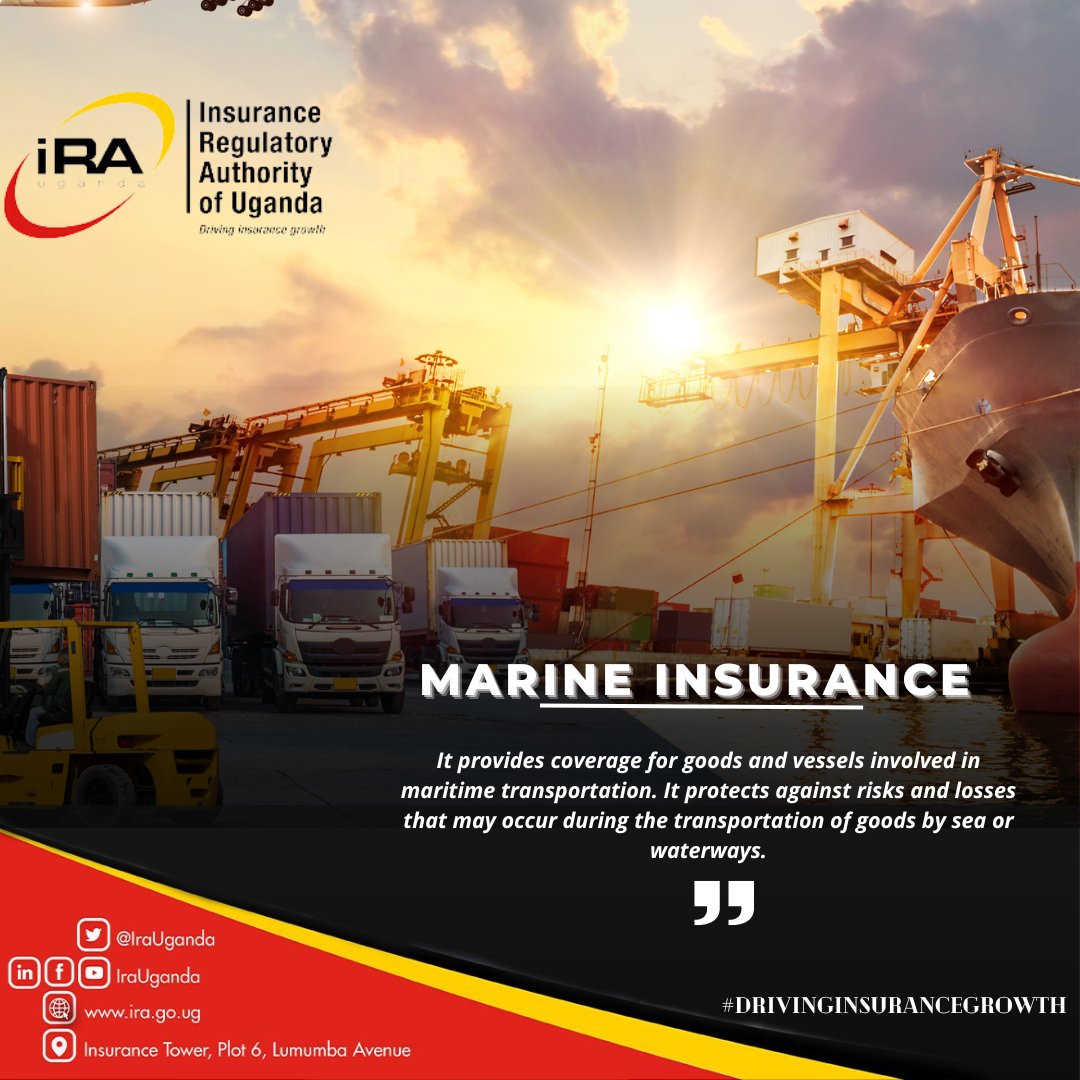 Marine insurance in Uganda is offered by specialized insurers who evaluate cargo value, transport routes, and risks. Businesses should consult insurers for tailored coverage. #BeInsured #DrivingInsuranceGrowth #MarineInsurance