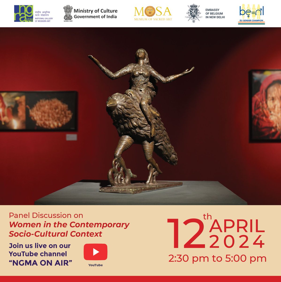 Empowerment, Equality, and Evolution: Tune in to our live panel discussion on 'Women in the Contemporary Socio-Cultural Context' on April 12, 2024, from 2:30 pm to 5:00 pm, exclusively on our YouTube channel 'NGMA ON AIR'. Don't miss this insightful conversation!
