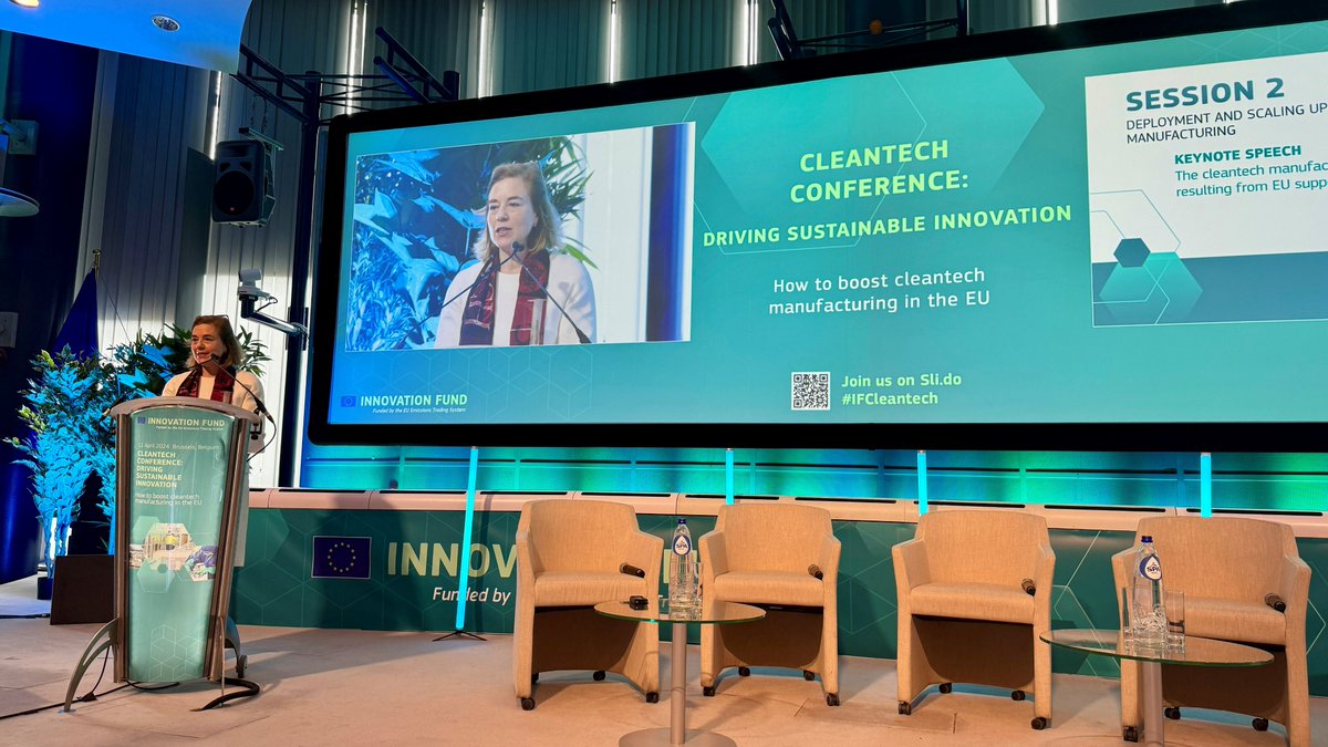 🔴 LIVE from the #IFcleantech Conference!

I am firmly optimistic about the future of #cleantech manufacturing in Europe. The #InnovationFund walks the talk by supporting the best #cleantech projects, which can count on @cinea_eu's support to help them deliver on their goals.