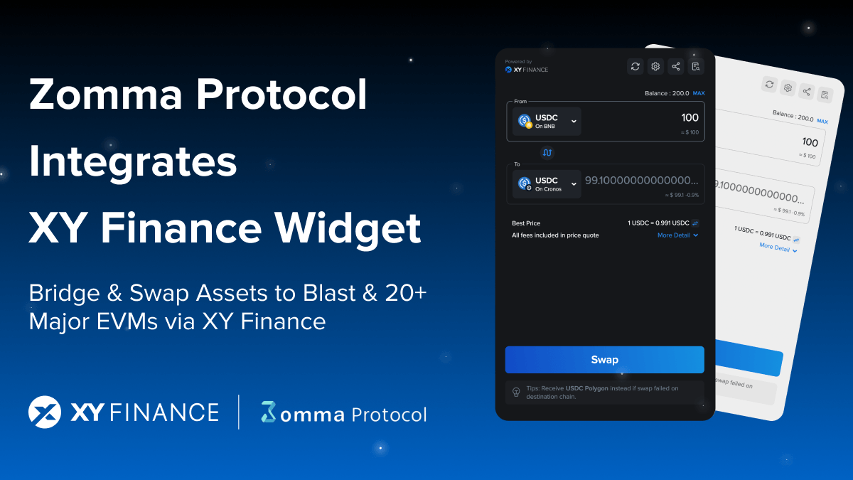 🤝 @ZommaProtocol has been integrated with @xyfinance cross-chain widget

🤝 #XYFinance is now supercharging #Zomma’s #DeFi Options platform with its advanced cross-chain solutions on @Ethereum, @zkSync Era, @LineaBuild, @Base, @0xPolygon zkEVM, @Arbitrum, @Optimism, @BNBCHAIN,…