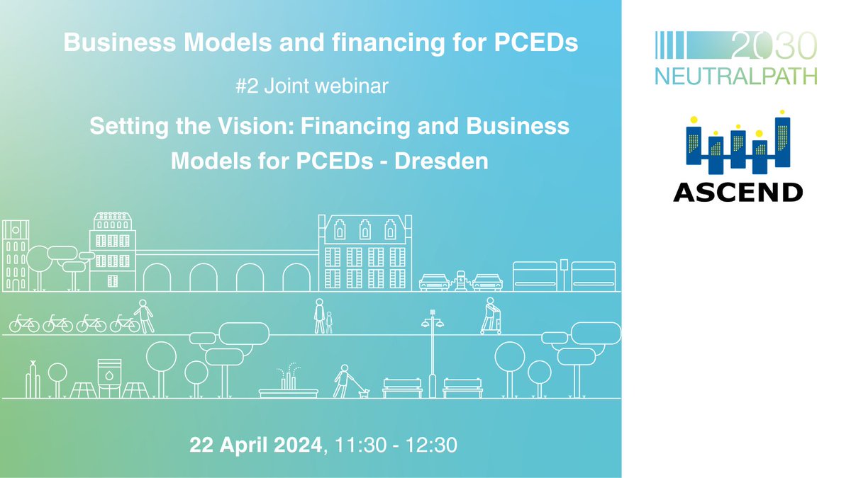 🗓️‼️ Save time on your agenda for the #NEUTRALPATH_eu & @ASCEND_eu joint webinar on current practices and future-oriented strategies for financing and business models in #PCEDs, in the Lighthouse city of Dresden. More details here: neutralpath.eu/event/neutralp…
