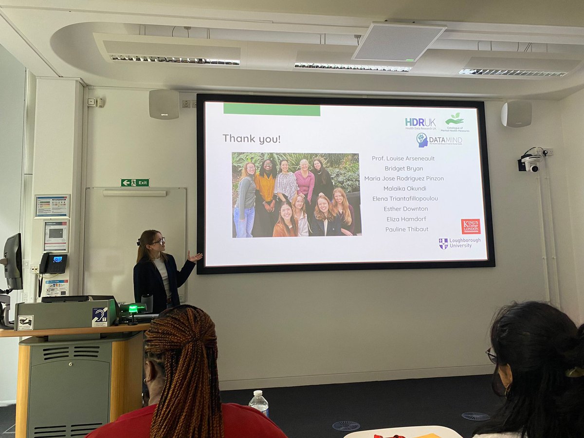 ✨Our fantastic placement students @lewis_hannah18 and Maria Jose presented two lightning talks today at the @SGDPCentreKCL about our #TransparencyinResearch project for the #CatalogueMHM in collaboration with the @DatamindUK Super Research Advisory Group funded by @HDR_UK!