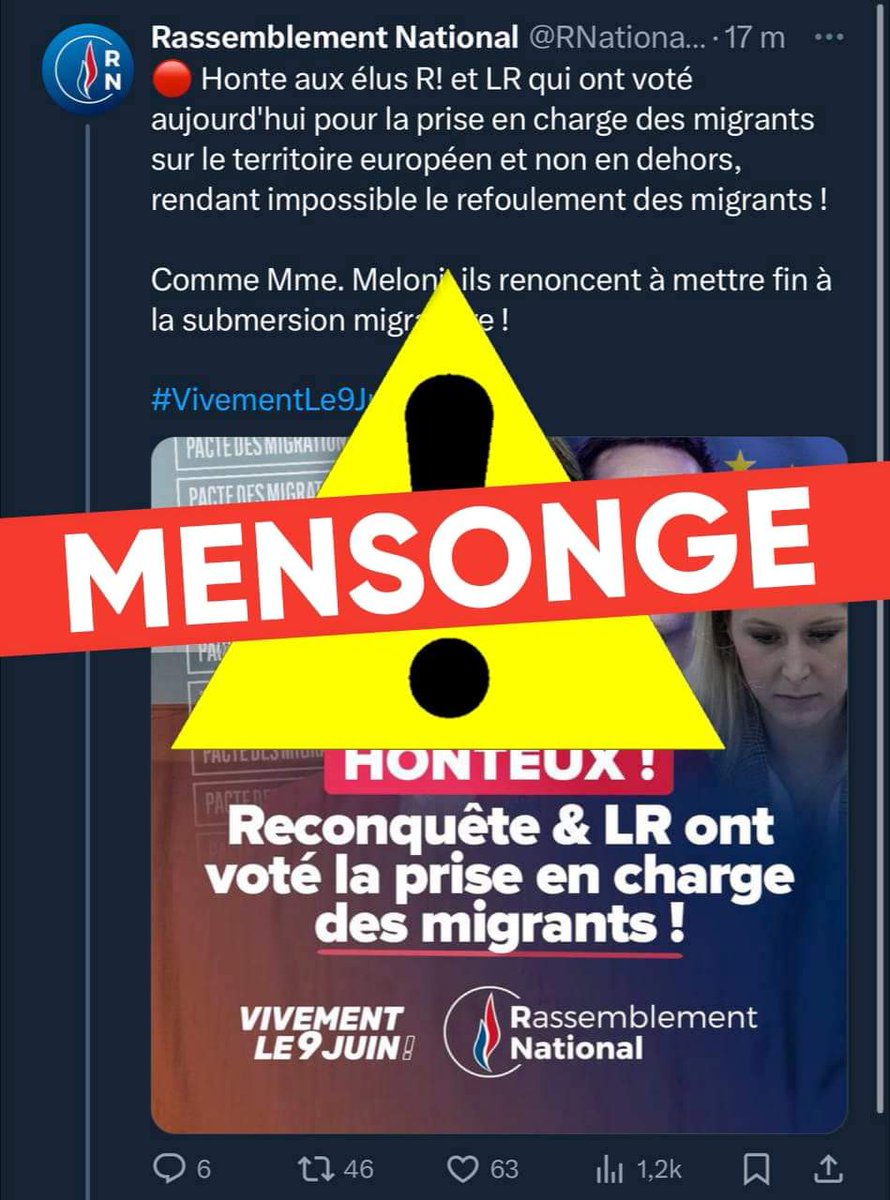 🛑Pour les électeurs qui ne représentent pas juste un nombre en pourcentage et qui veulent qu'on les prenne au sérieux, je vous invite à lire ceci ⤵️
#PacteMigratoire 
#Reconquête
#Europeennes2024
#VotezMarion