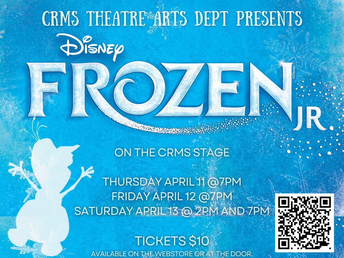 Opening night is tonight & I can’t wait! Get your tickets online to come see this wonderful musical production at CRMS Thursday, Friday or Saturday: leander.edpay.net/p-9149-frozen-… #SoaringTogether💙🦅💛 #Frozen🩵