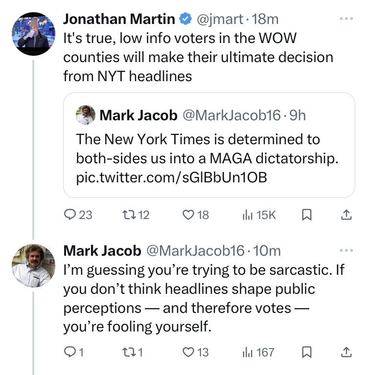 Politico guy @jmart wants to tell me it doesn’t matter what the New York Times puts in its headlines.