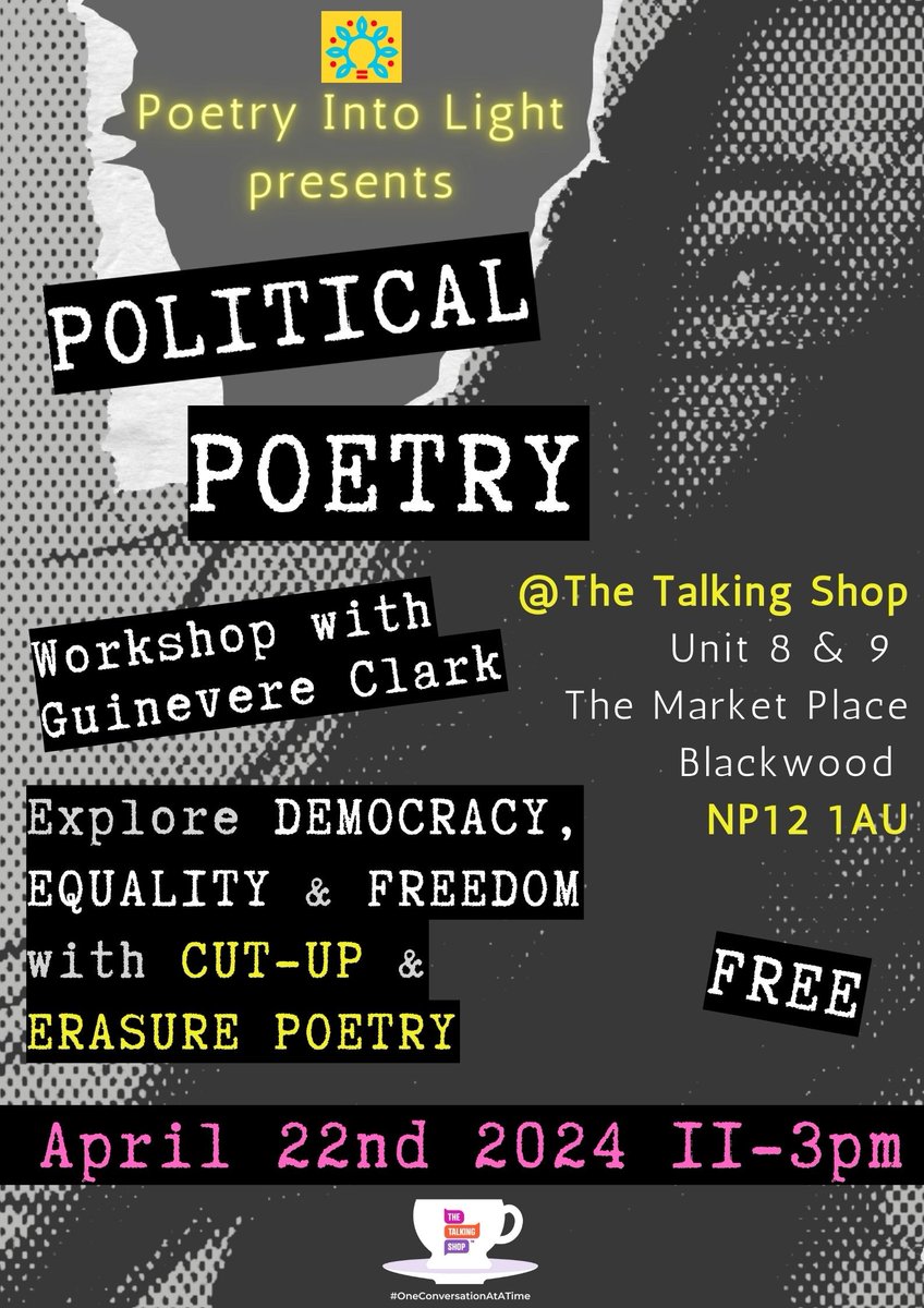 Next Monday, Guinevere Clark joins us for a free Political Poetry writing workshop. Explore Democracy and freedom through creativity - all abilities welcome! @guinevere_baubo #Blackwood #PoetryWorkshop #EveryonesInvited