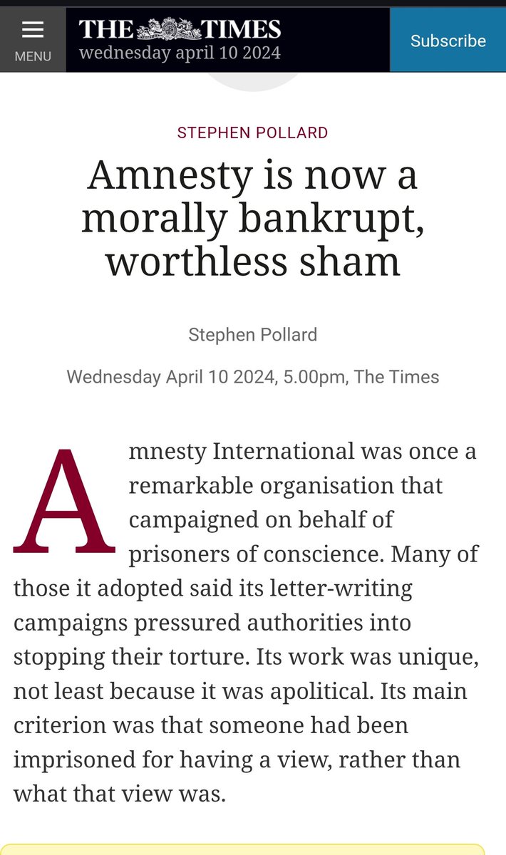 Two years apart, this guy writes op eds with virtually identical headlines slamming Amnesty International in the Telegraph and the Times. I mean if you're gonna do pro-Israel human rights bashing at least come up with two original headlines so it doesn't look boiler plate #Gaza