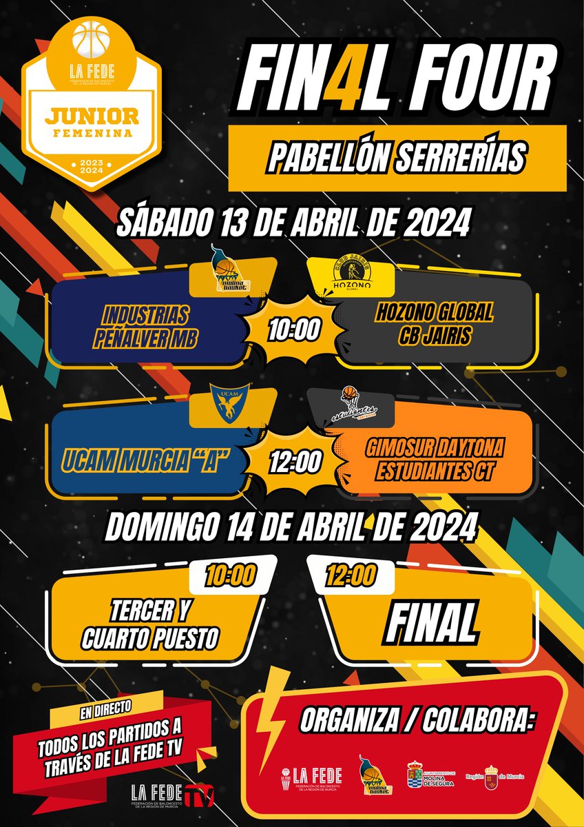 🏀 La Final Four Junior Femenina se juega en casa. Este fin de semana, se decidirá la primera Final Four de la temporada en el Pabellón Serrerías. Nuestras anfitrionas del @molinabasket disputarán la final tras proclamarse campeonas de liga. #molinadesegura #conservadeldeporte