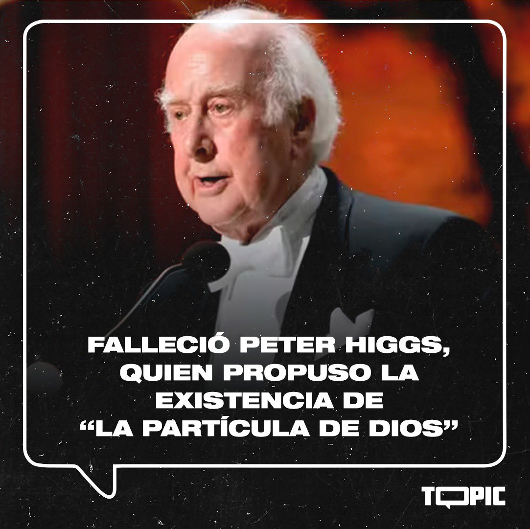 😔 Falleció #PeterHiggs, ganador del #PremioNobel de Física en #2012.