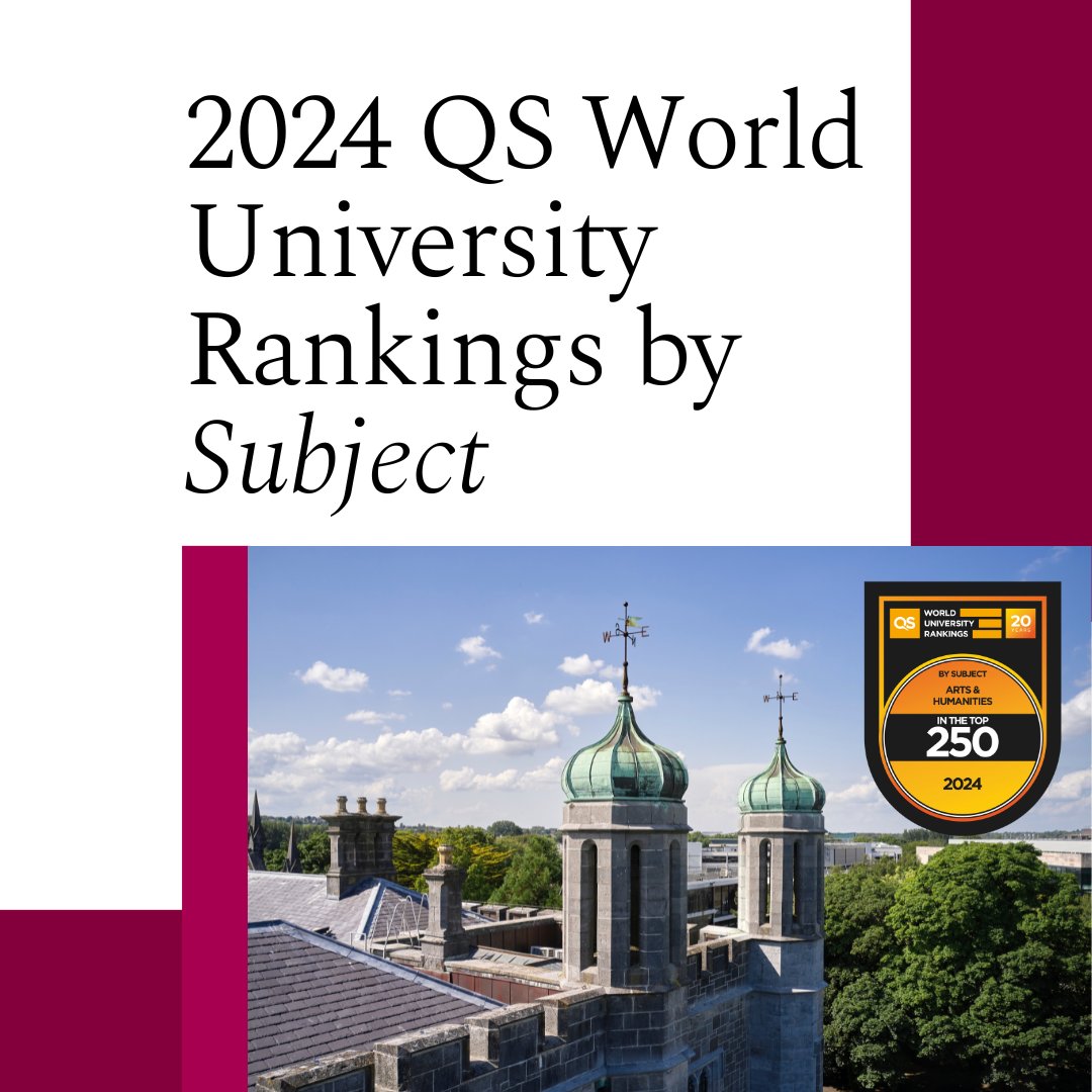 The QS World University Rankings by Subject 2024 have been announced and @galwayCASSCS is placed within the Top 250 in Arts and Humanities.

#UniversityofGalway #ForYouForTomorrow #UniversityRankings