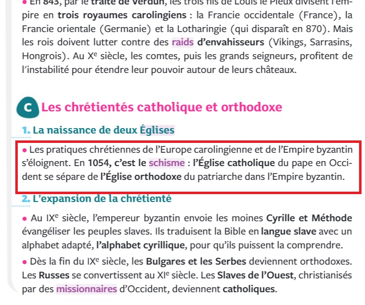 Soupir... Il va falloir combien de temps pour que les manuels scolaires du secondaire arrêtent de répéter cette erreur ? Ici, nouvelle édition du manuel @EditionsHatier pour la 5e... Pour la 11357e fois : il n'y a PAS EU DE SCHISME en 1054 !!