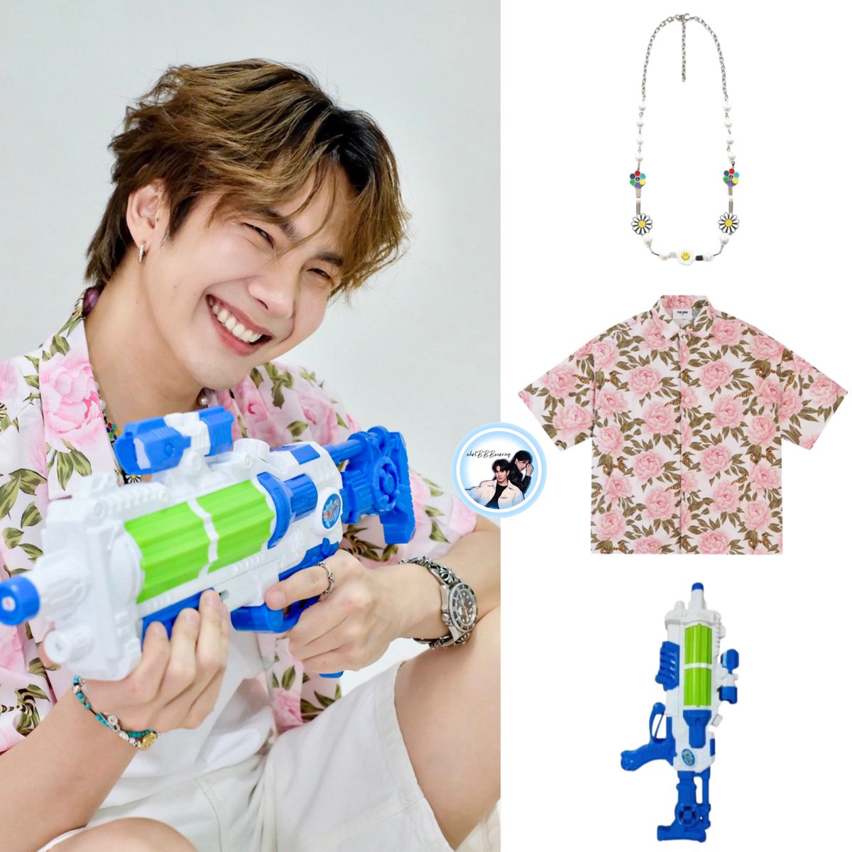 What @JakeB4rever Wearing : 

Salute Flower Anarchy Necklace (JPY9000/USD90/THB2148)

Team Wang Design All Over Floral Print Shirt (THB12,711/USD535)

No Brand Water Gun (i found it on Shopee Indonesia Around usd 2 ish ?)

#XiYuYanZiShuoxJJCheng
#BuildJakapan 
#whatbbbwearing