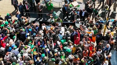 President #Zuma of #MK Party addressing his supporters outside Gauteng High Court in Johannesburg today. #VoteMK2024 #VoteMK29May