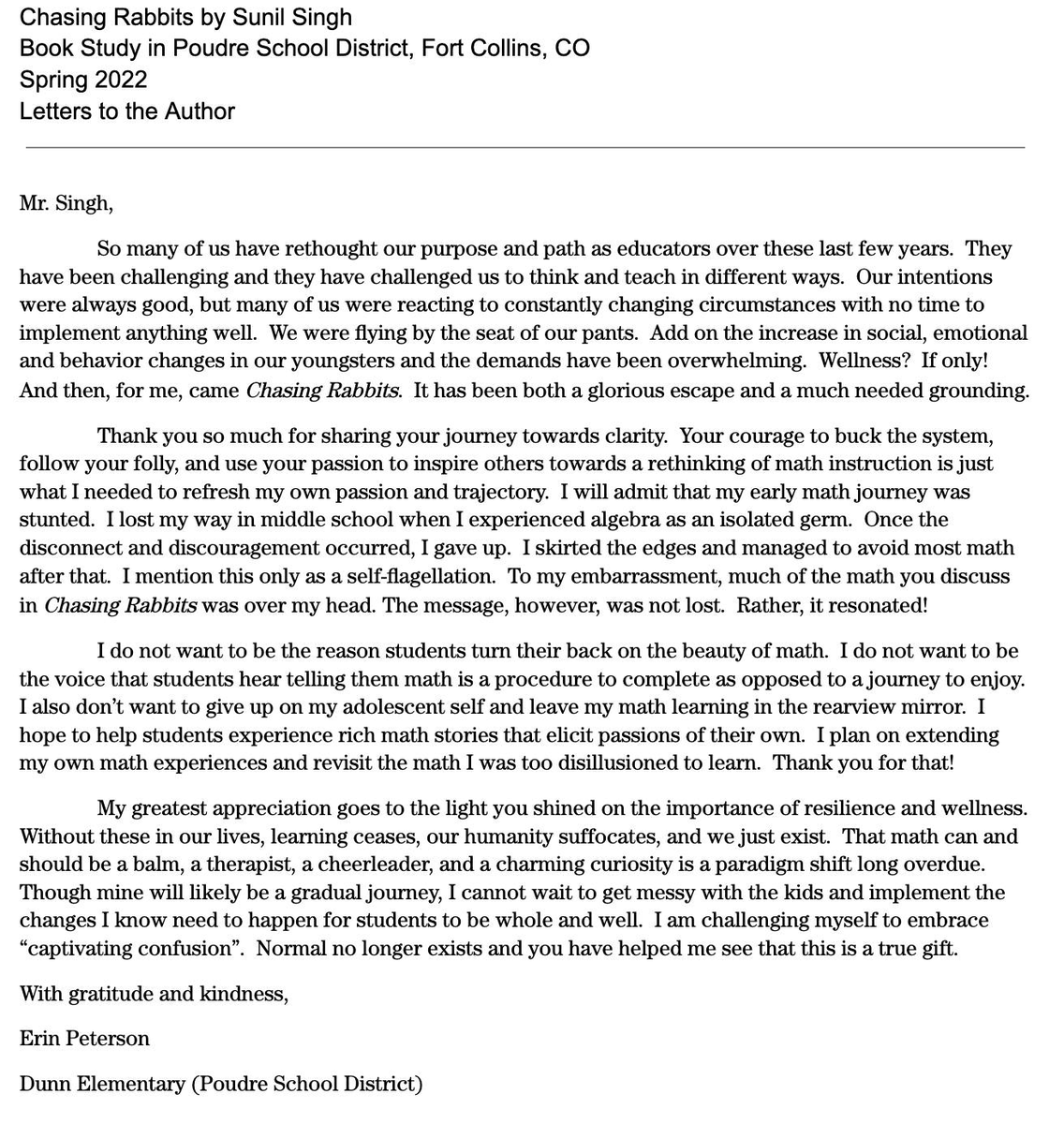 Mathgarden's tweet photo. 2 years ago, I received a 17 page Google document of teachers who participated in a book study for Chasing Rabbits in Colorado. Sometimes, you have no idea as to the power of the words you put together. @HumResPro @eureka_math https://t.co/vi8CobPMkZ