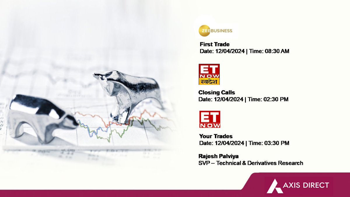 Don’t miss @rajeshpalviya, SVP - Technical & Derivatives Research, LIVE tomorrow on Zee Business at 08:30 AM, ET Now Swadesh at 02:30 PM and ET Now at 03:30 PM #markets #economy #derivatives #technical