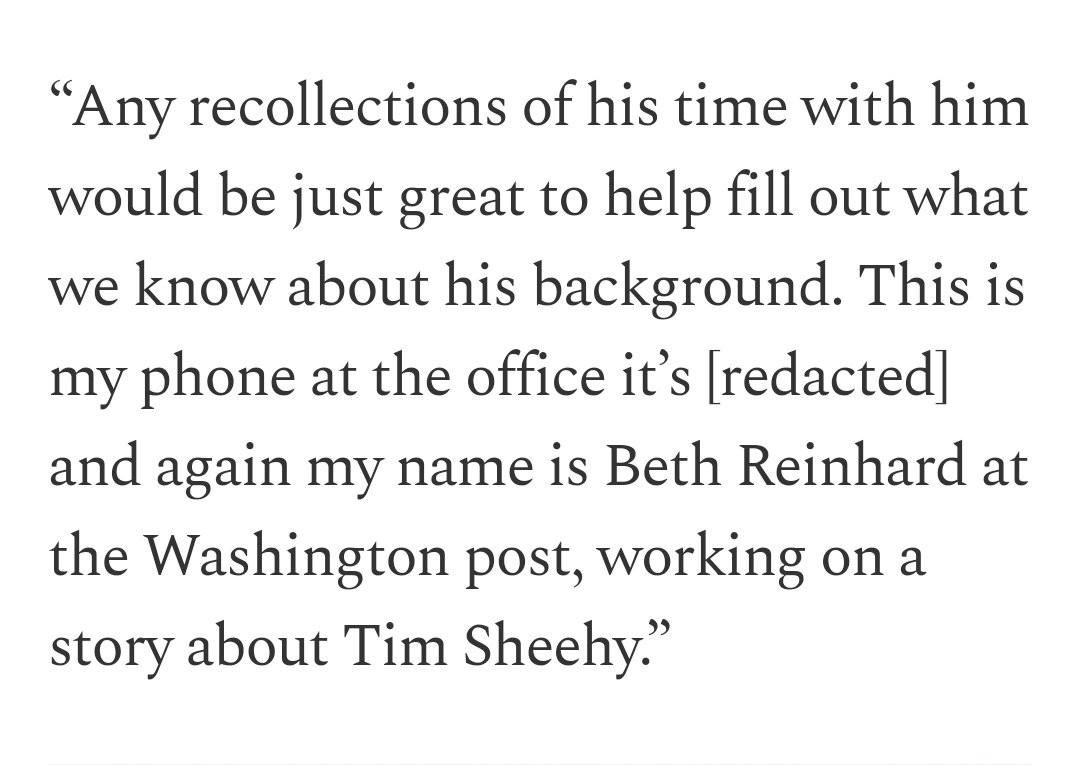 The disgusting and unforgivable harassment from this WaPo reporter is *checks notes* leaving a polite voice mail.