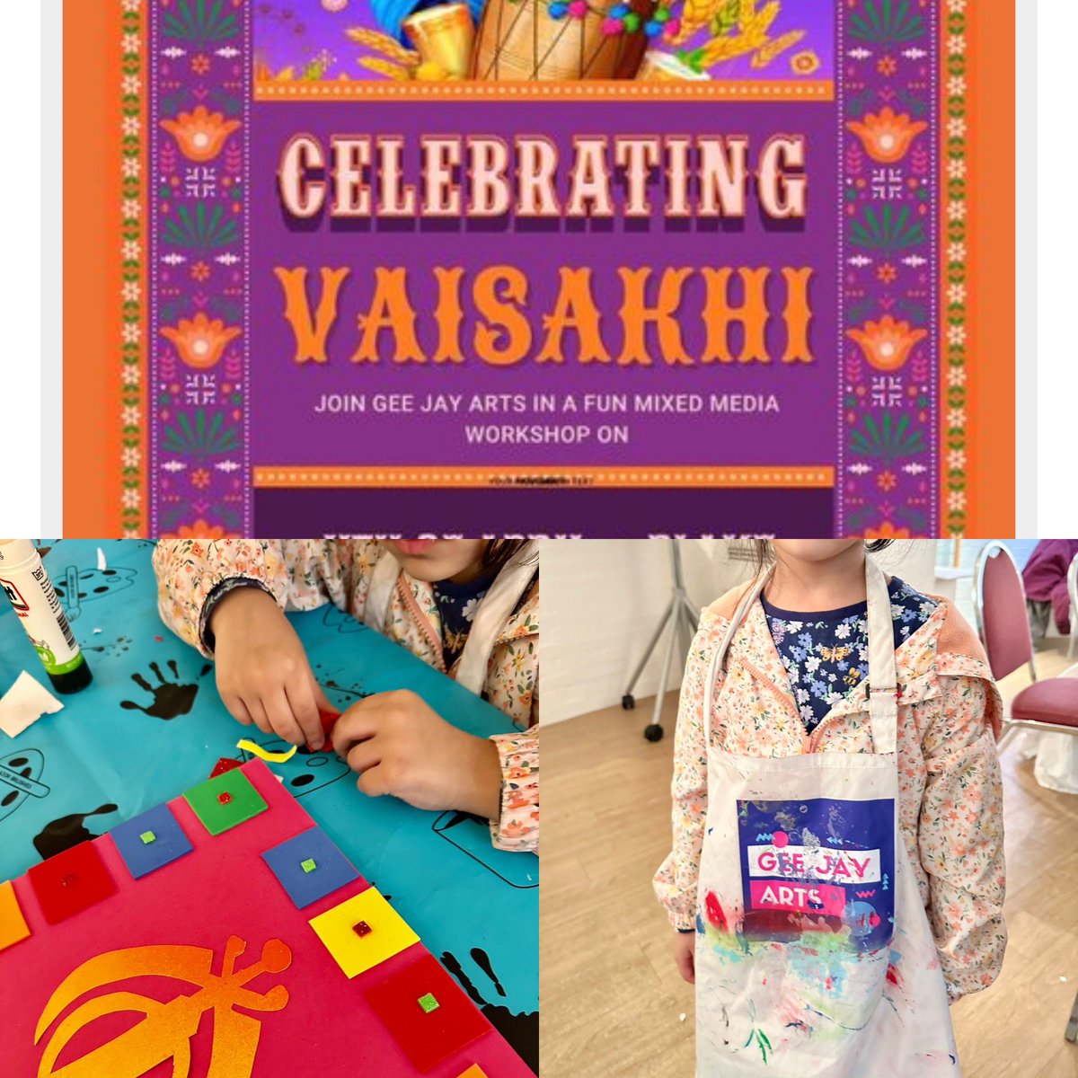 Thank you so much Gee Jay arts and St George’s Arts Centre for this wonderful Vaisakhi fun workshop today at the Woodville, Gravesend. It was great & Varda loved every bit of decorating her piece. We are looking forward to the next one! @graveshambc @TheWoodville @StGeorgesCentre