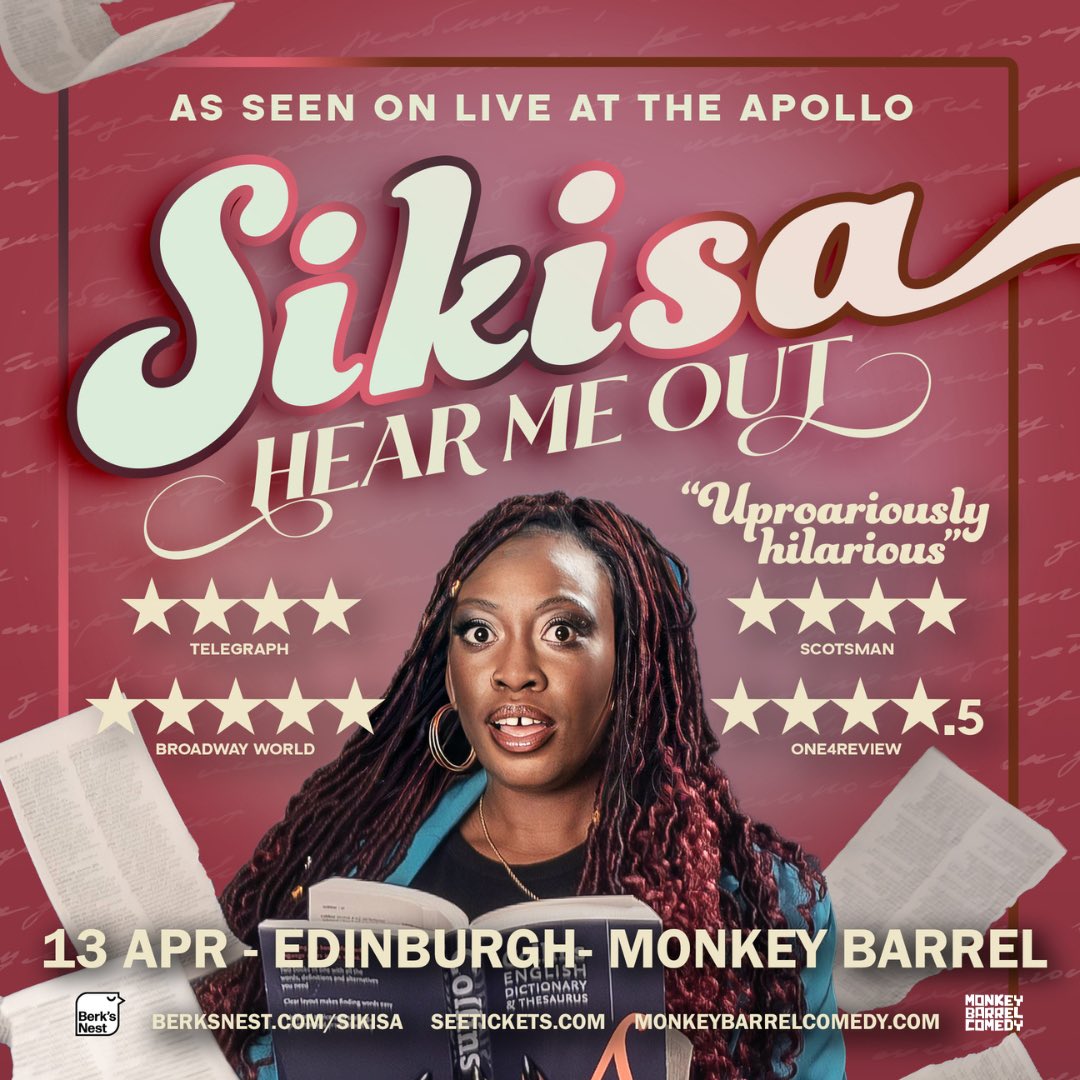 Sikisa Comedy (@sikisacomedy) on Twitter photo This Saturday I return to <a href="/BarrelComedy/">Monkey Barrel Comedy</a> to perform my favourite show to date!!! Come and join the party with me!! If you do joint ticket with <a href="/thisstuartlaws/">Stuart Laws</a> it’s only £15!! WhT a bargain!!
event.bookitbee.com/46624/sikisa-h… This Saturday I return to <a href="/BarrelComedy/">Monkey Barrel Comedy</a> to perform my favourite show to date!!! Come and join the party with me!! If you do joint ticket with <a href="/thisstuartlaws/">Stuart Laws</a> it’s only £15!! WhT a bargain!!
event.bookitbee.com/46624/sikisa-h…