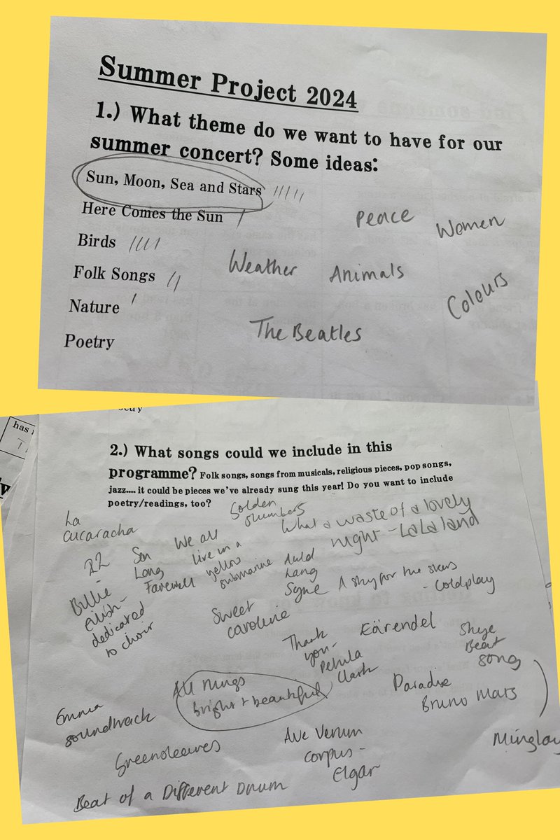 Thanks to a generous grant from the Windmill House Trust, we’ve started our Summer Term Project - our Junior Choir singers are choosing their concert theme and contributing repertoire ideas for the programme. Here are some of their thoughts so far!