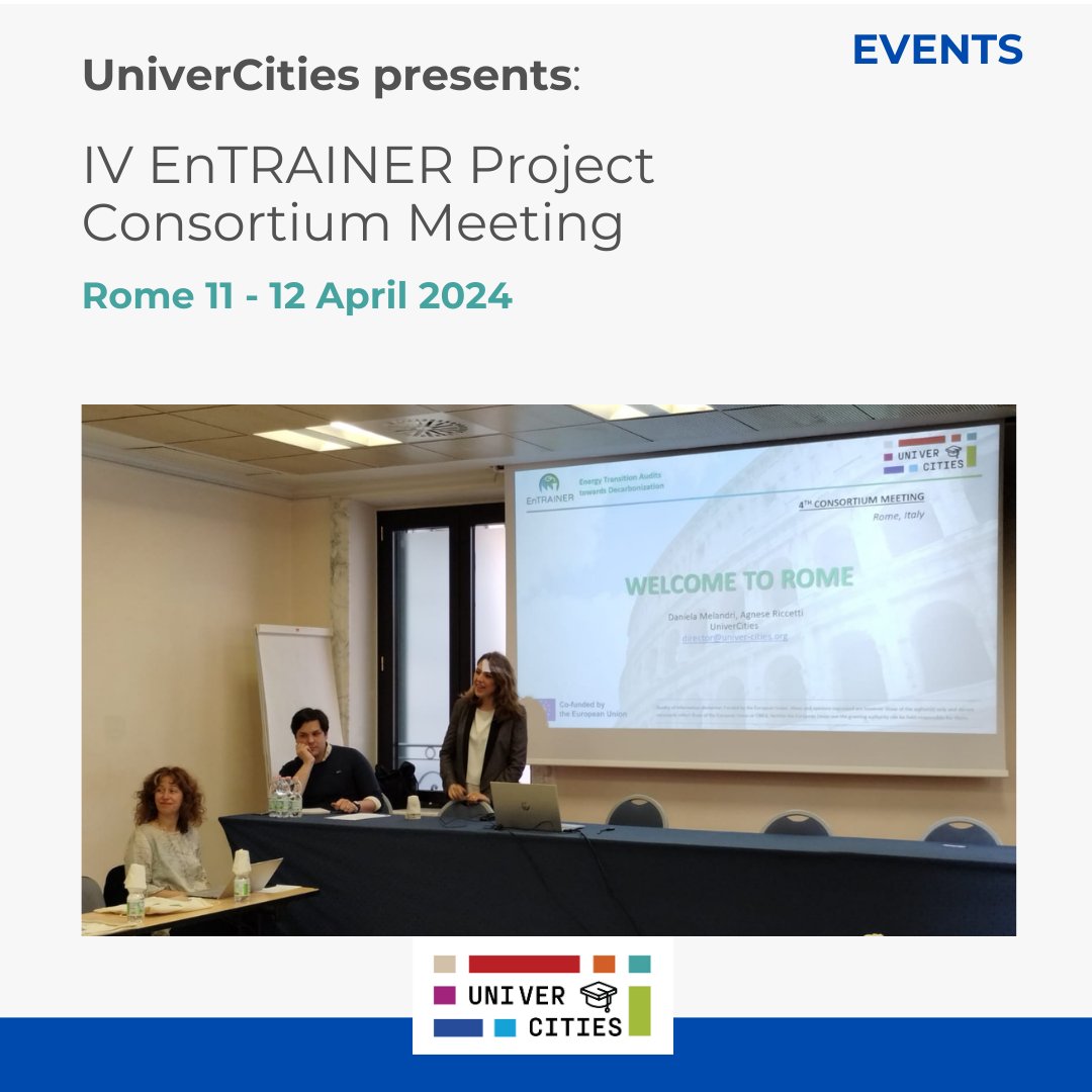 #UniverCities is hosting and participating to the #EnTRAINER Project Consortium Meeting in Rome.

entrainer-project.eu

#UniversalCities4All #energytransitionaudits #energytransition #EU #netzerobuildings #greentransition #energyefficiency #LIFEProgramme #LIFEProject #EU