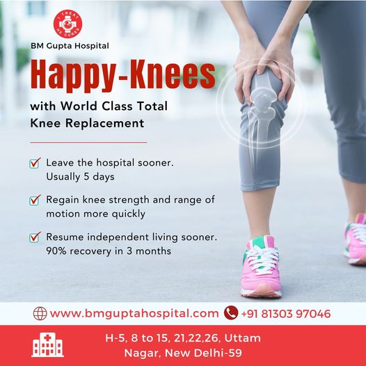 🦵 Embrace a pain-free life with our world-class Total Knee Replacement! For more info Call us at 91 81303 97046 Mail us: bmguptagnh@gmail.com #BMGH #BMGuptaHospital #health #healthcare #TotalKneeReplacement #WorldClassCare #FasterRecovery #KneeStrength #IndependentLiving