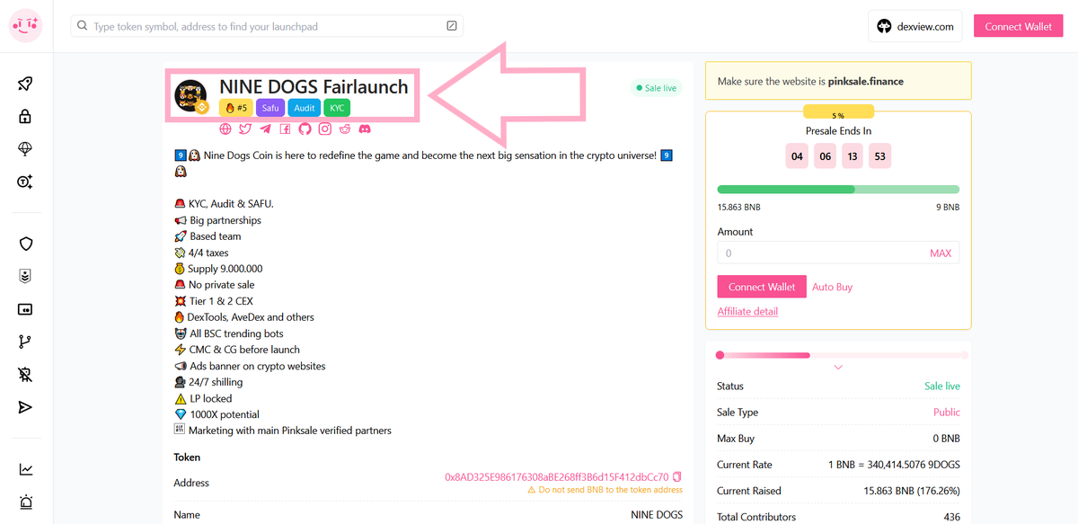 👌Congratulations to the NINE DOGS team for successfully obtaining the 🦺 #Safu badge for their #Fairlaunch. 📲 Operating in a decentralized space brings freedom but also a level of risk. 🚀 Check them out below: pinksale.finance/launchpad/bsc/… #BSC #BNB #BTC