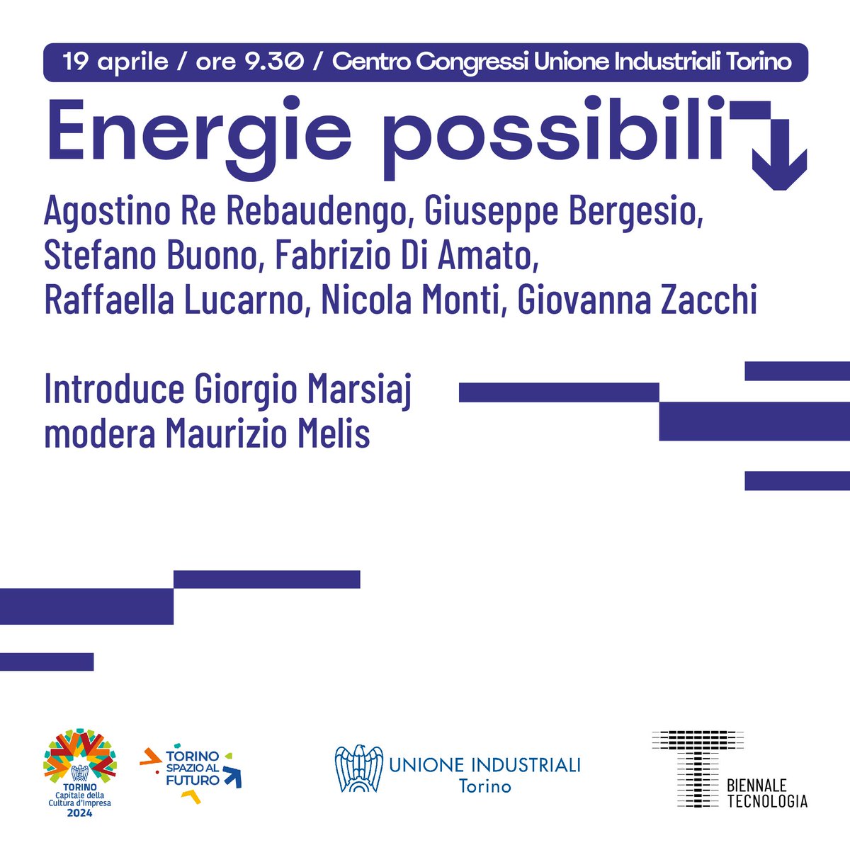 A #BiennaleTech24 discuteremo di autonomia energetica e innovazione tecnologica, in un incontro moderato dal giornalista Maurizio Melis e organizzato da @UITORINO in occasione di Torino Capitale della Cultura d’Impresa 2024. Tutti i dettagli su biennaletecnologia.it