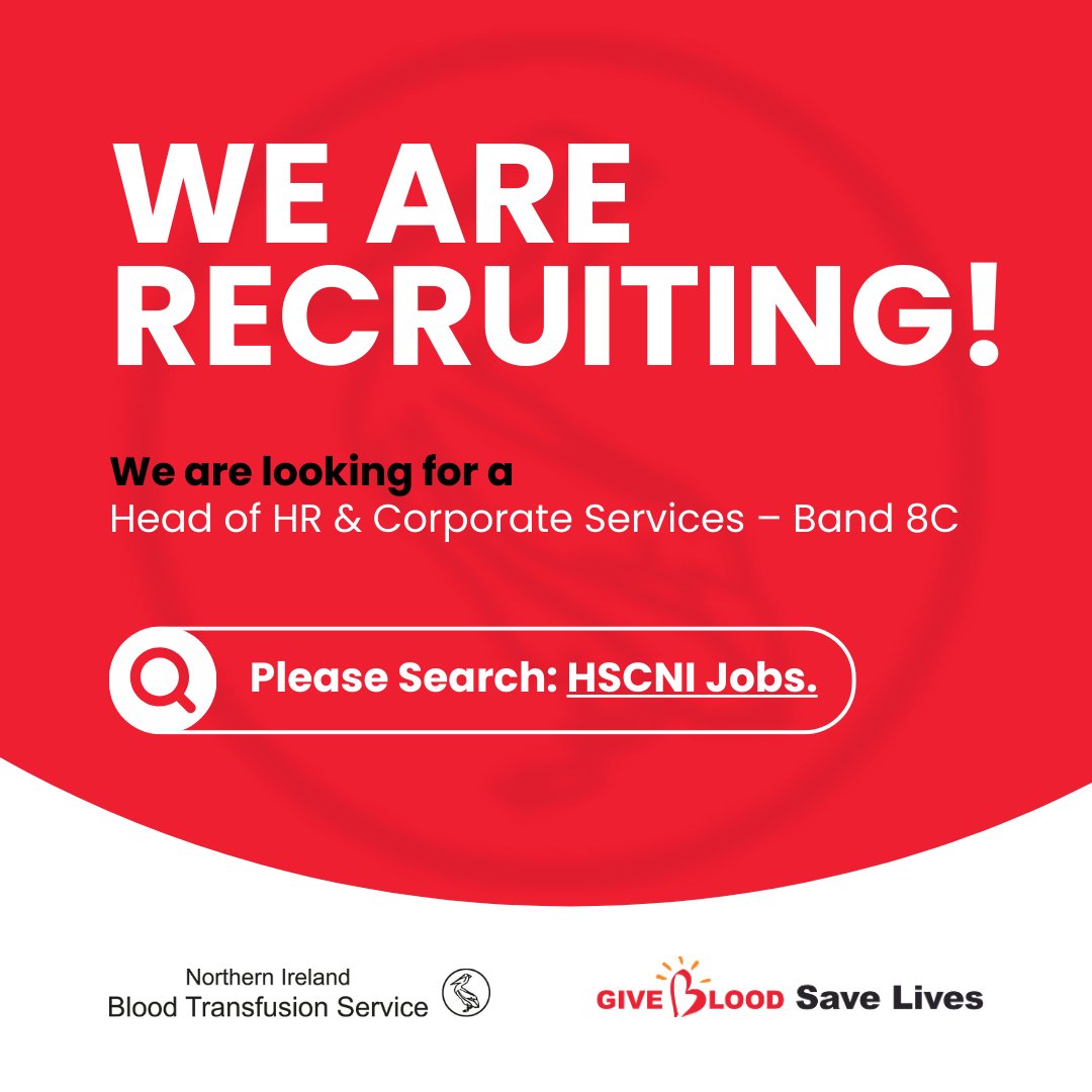 Ready to take your career to the next level! We are #recruiting for a Head of HR & Corporate Services – Band 8 C 📢 Come join our lifesaving team based at our Belfast HQ 👍 For more info and to apply, tap here >> jobs.hscni.net/Job/34342/nibt… 🌐 #Hiring #NorthernIreland #Recruitment