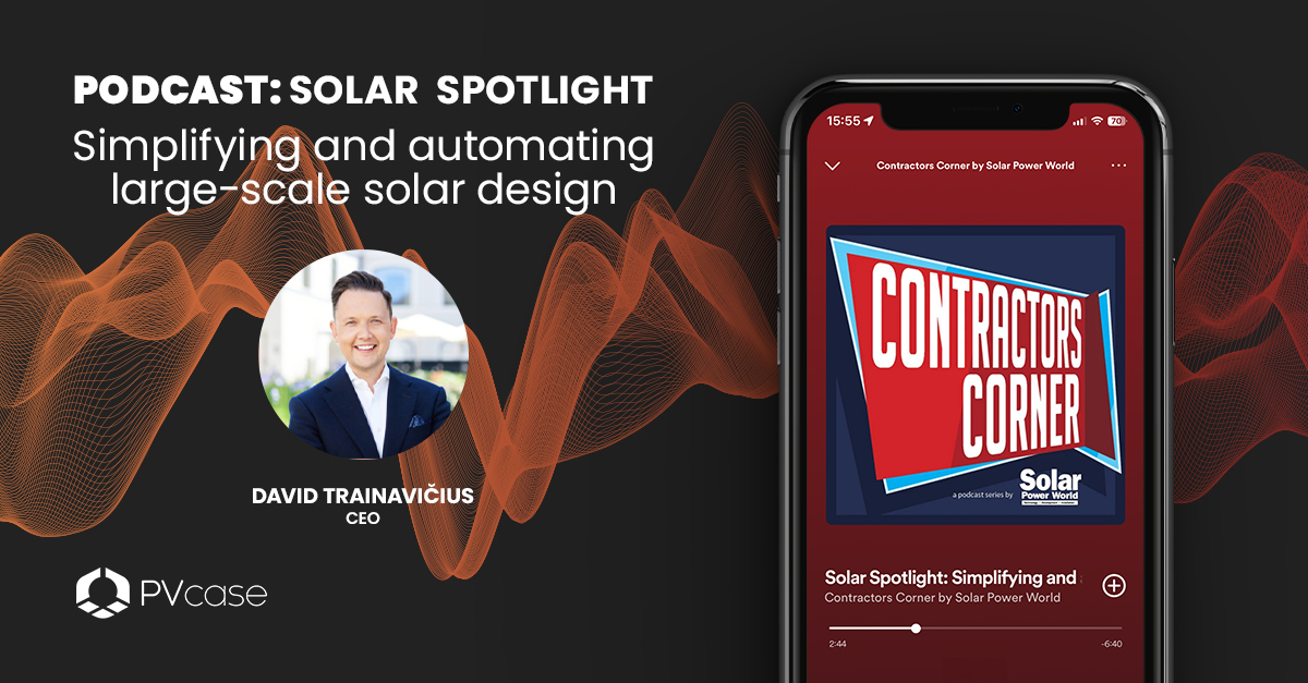 In the latest Solar Spotlight episode by @SolarPowerWorld, the CEO of PVcase, David Trainavicius, explores how automation and software solutions are revolutionizing utility solar projects. 🎧 Listen now: solarpowerworldonline.com/2024/03/solar-…