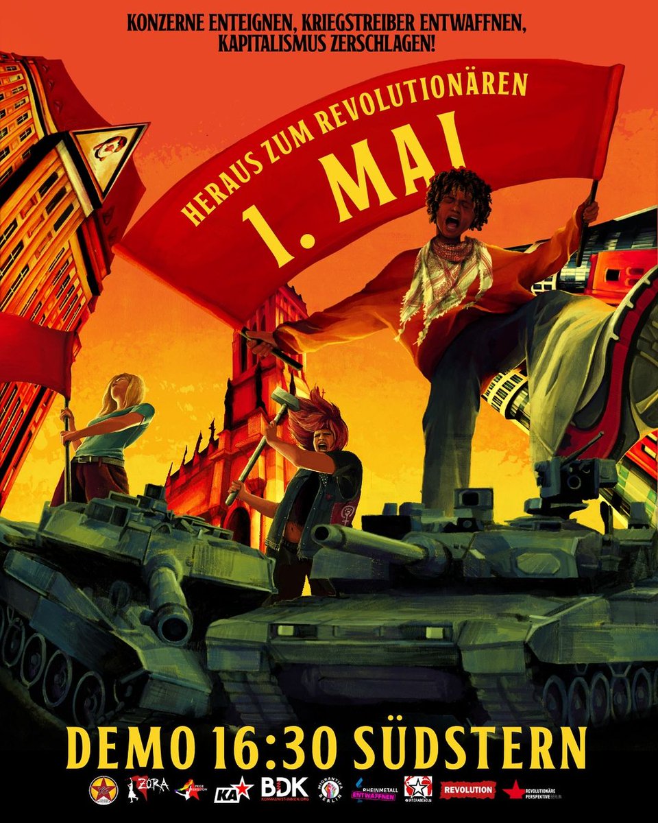 BEMigrantifa's tweet photo. 🔥Raus zum revolutionären 1. Mai🔥

Unter dem Motto „Konzerne enteignen, Kriegstreiber entwaffnen, Kapitalismus zerschlagen“ gehen wir dieses Jahr im Antikriegsblock auf die Straße‼️

1.Mai | 16.30 | Südstern https://t.co/qpyZvL4mvl