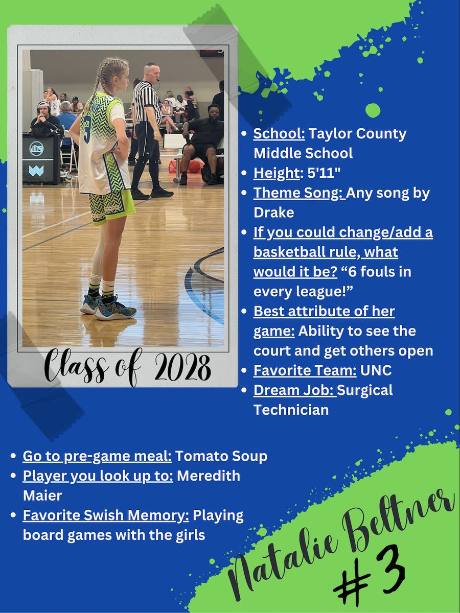 Today’s player introduction comes from the class of 2028!

Check on more on Natalie Beltner at

wvswish.com/natalie-beltner

#OneSwishFamily💚💙