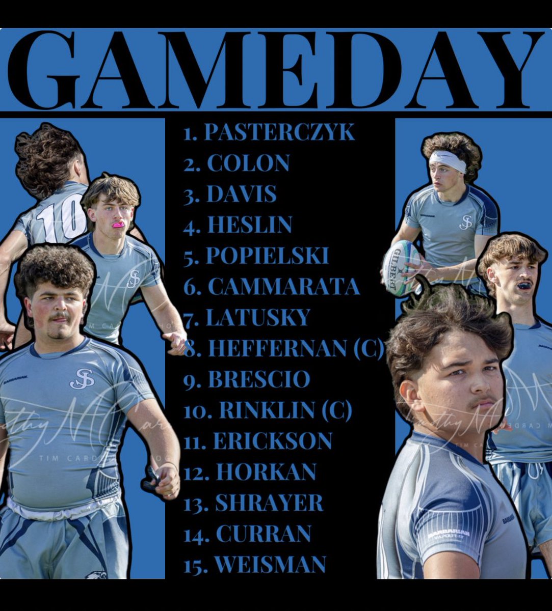 IT’S GAME DAY! Here is the starting lineup for our home opener against Weymouth today at 5pm on Glatz. Come out and support the team as they start the 2024 season!  #SoarAsOne #Team22 #SJPRugby