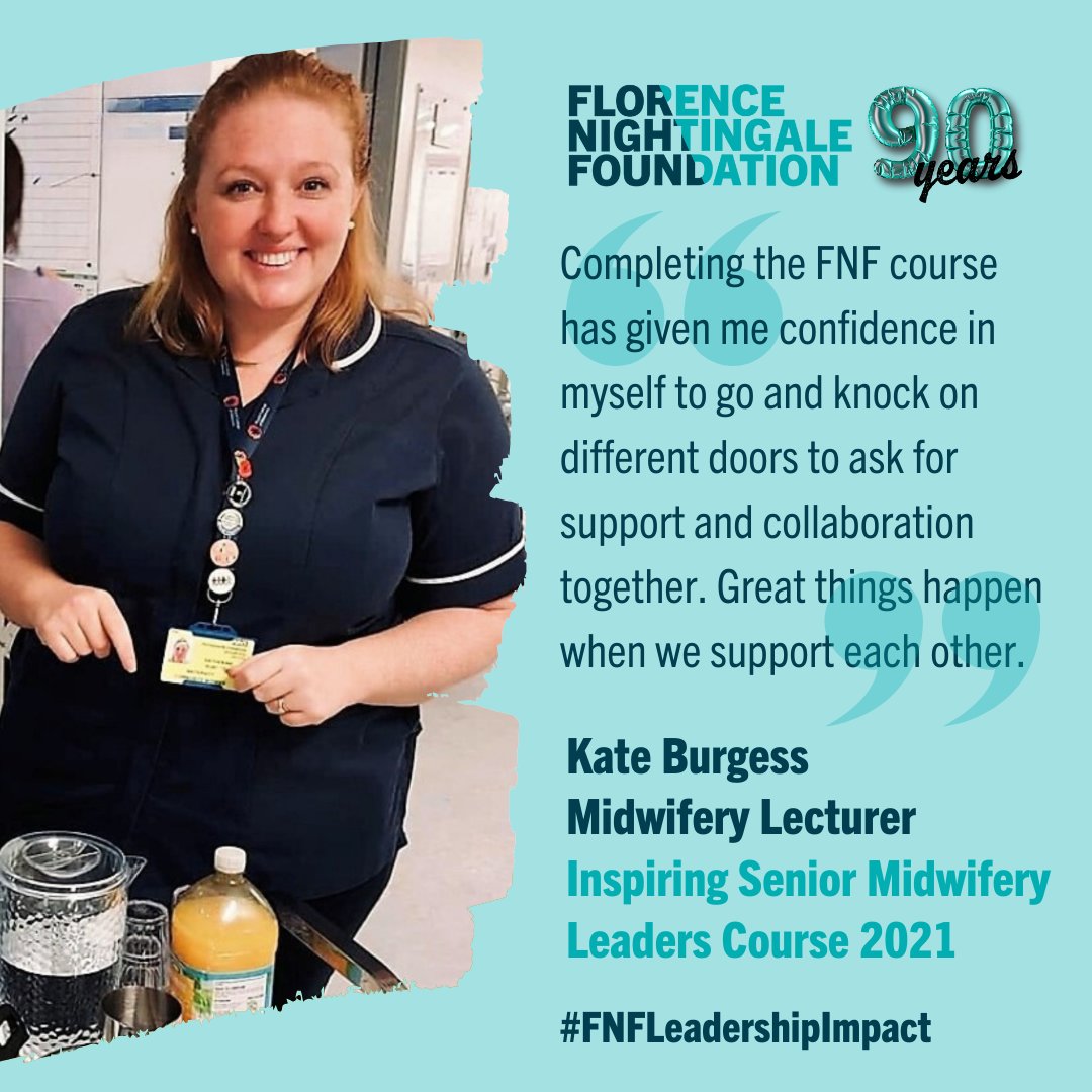 🎉#FNF90at90 'Completing the FNF course has given me the confidence in myself to go and knock on different doors to ask for support and collaboration together. Great things happen when we support each other.' Kate Burgess🌟 #FNFLeadershipImpact ➡️florence-nightingale-foundation.org.uk/fnf-90-at-90