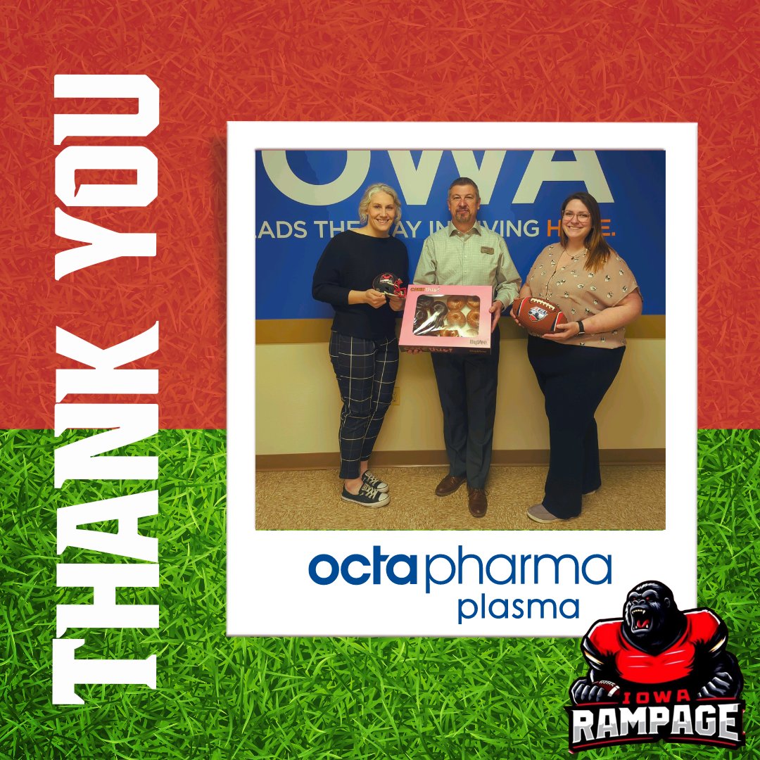 Adding another great sponsor, we could NOT do what we do without the support of this community and the local businesses. 

Thank you to Octapharma Plasma and the amazing team there. 

#supportlocal #sponsorship #councilbluffs #AFL