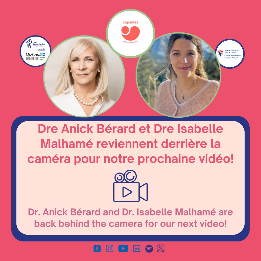 @AnickBerard et @IsabelleMalhame reviennent ensemble pour notre prochaine vidéo de @Grossesse_Sante ! #collaboration #grossesseensante #santepublique #healthypregnancy #publichealth #pregnancy