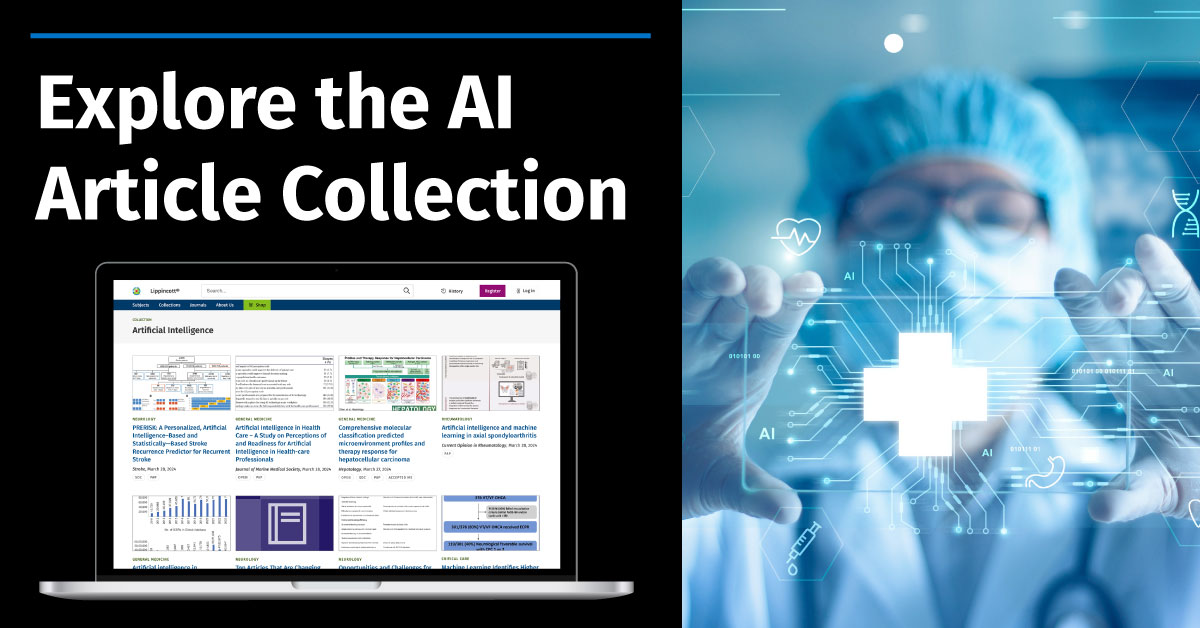 Discover the future of research with our AI Collection! Explore a wealth of articles from Lippincott® journals on LWW.com. Stay ahead, stay informed. ow.ly/VweL50RayNx #AI #HealthAI #LippincottJournals