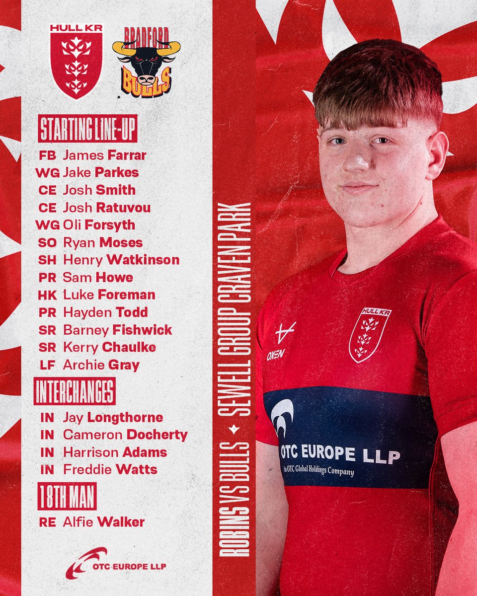 Here's how our Academy line up this evening against @OfficialBullsRL 🤩 🌍 OTC Europe LLP | #UpTheRobins🔴⚪️