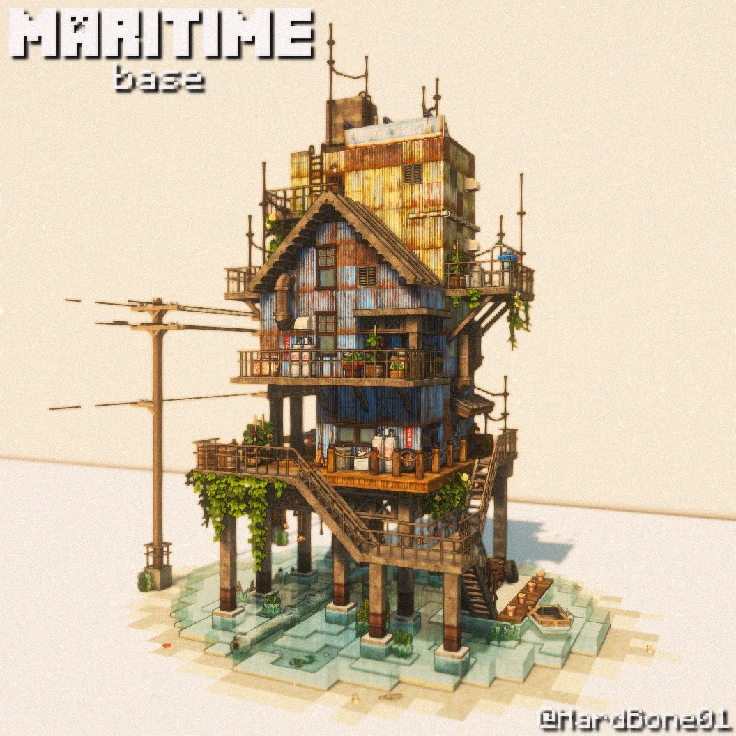 Maritime base #minecraft #minecraftbuilds #minecraft建築コミュ #路地裏mod #MiniaTuria