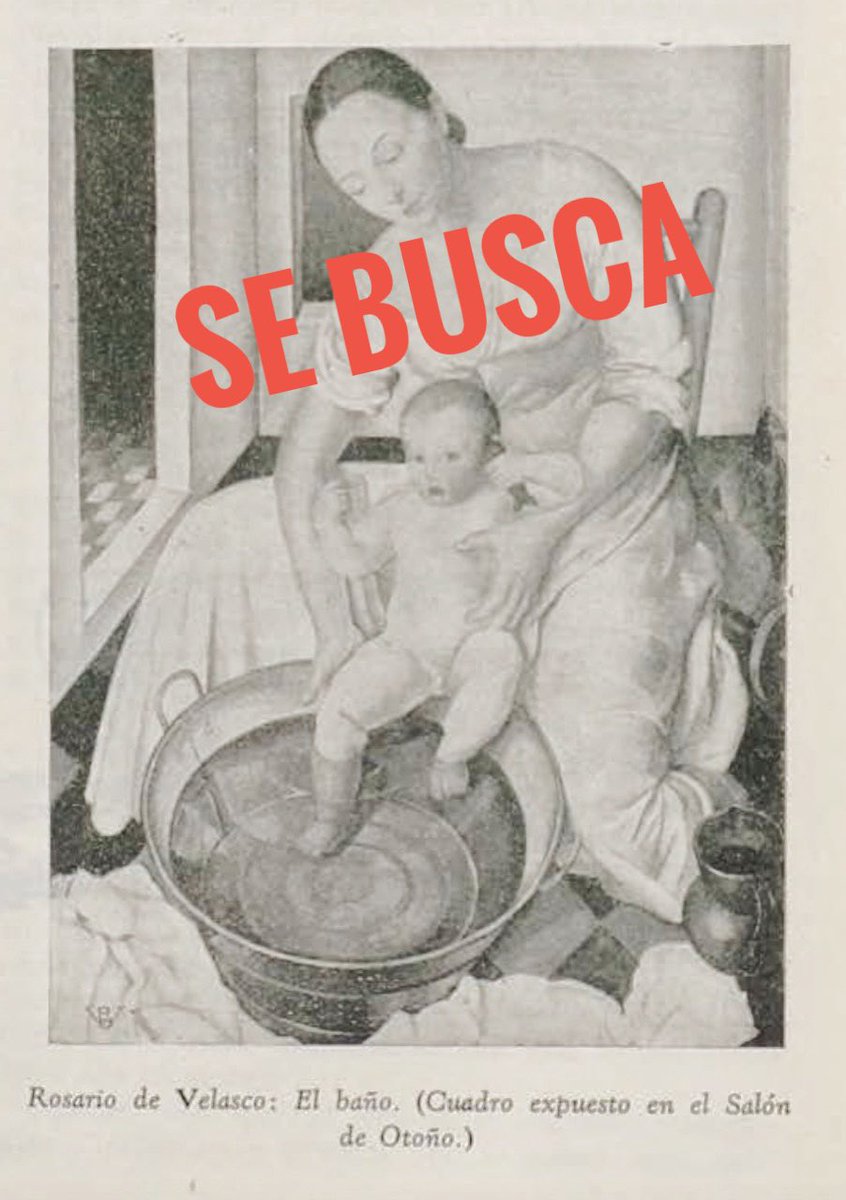 Solo quedan dos meses para la exposición de ROSARIO DE VELASCO en el @MuseoThyssen y la lista de obras está más que cerrada, pero sigo buscando el primer gran éxito artístico de mi tía abuela. Se llama “El baño”, lo pintó en 1931 y no aparece. ¿Un RT y me ayudas a localizarlo?