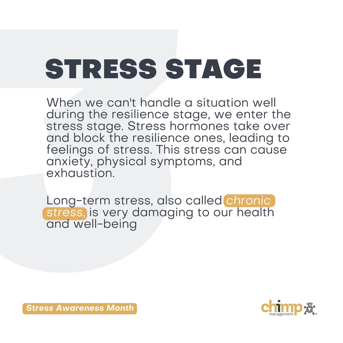 Did you know that stress has 3 stages? 🤯 Understanding the process of stress is the first step toward managing it. #Stress #StressAwarenessMonth #StressManagement #StevePeters #ChimpParadox #ChimpModel #MindManagement #SelfDevelopment #MentalHealth