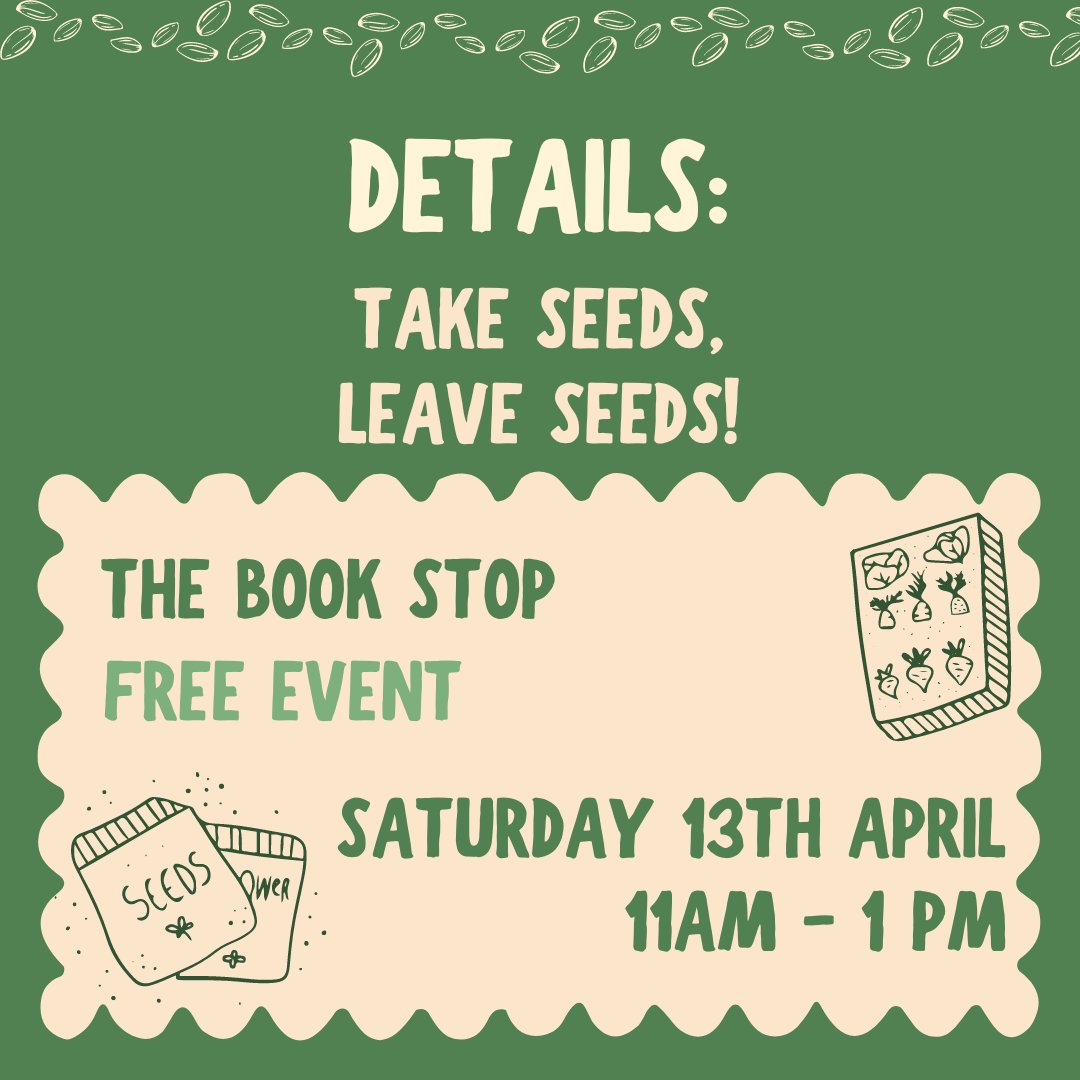 Just a reminder of our Community Seed Swap event happening this Saturday 13th April from 11am - 1pm! Come along to meet likeminded green thumbs and take/leave some seeds!🌶️🥒 #freeevent #seedswap #indiebookshop #seedswap2024 #greenfingered