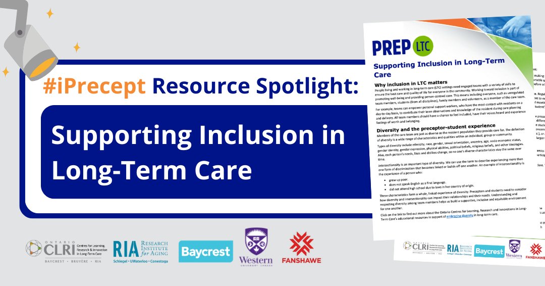 #iPrecept resource spotlight! 👇 This resource from PREP LTC will help YOU embrace diversity, support student inclusion, and become the best preceptor you can be! Access it here: ow.ly/nPXt50QnCpw