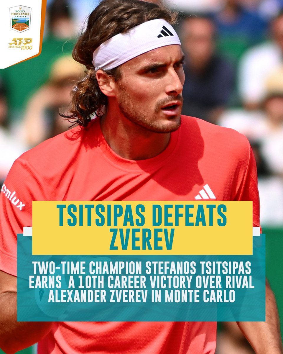 ...and breathe 😅 @steftsitsipas holds off Zverev 7-5 7-6 after a *wild* second set at the #RolexMonteCarloMasters!