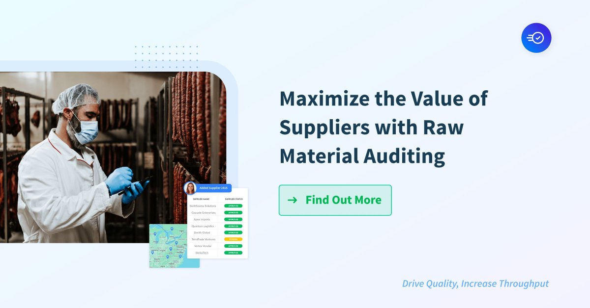 Delve into the criticality of raw material audits for food organizations & how #AuditComply can revolutionize your approach toward maximizing the value of suppliers👇 

buff.ly/4cpbuGD
#RawMaterialAudit #QualityAssurance #Efficiency #Accuracy #FoodSupplyChain #AuditComply